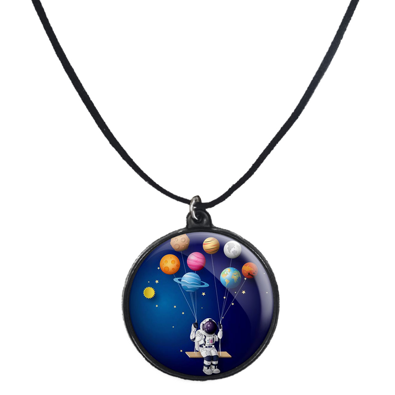 گردنبند پرمانه طرح فضانورد کد pmb.10460 مدل دو طرفه