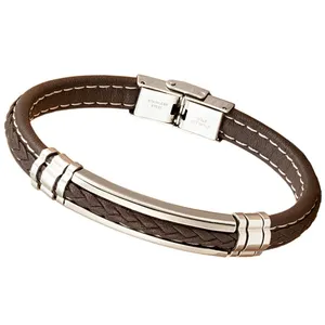 دستبند مردانه گالری گوهرسنگ مدل چرمی کد PH1419PLUS