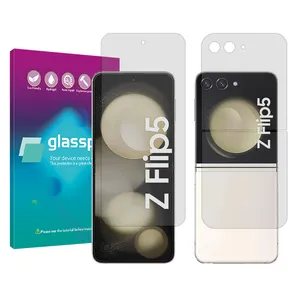 Glass Pro Resistant model transparent screen protector suitable for Samsung Galaxy Z Flip5 mobile phone along with the back protector
