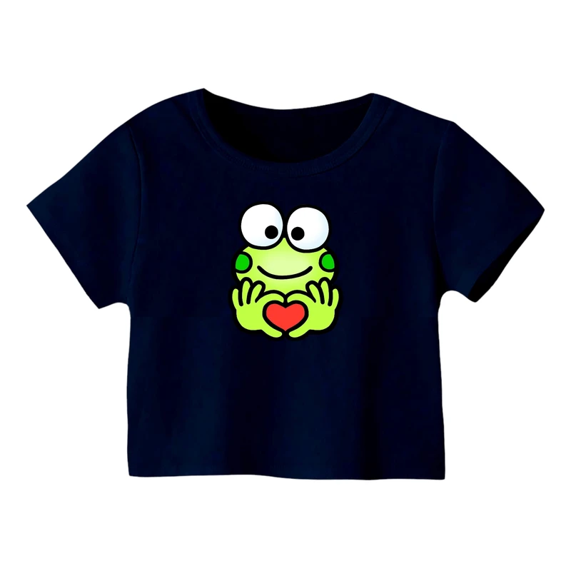 کراپ‌ تی‌شرت آستین کوتاه زنانه مدل غورباقه کد 1