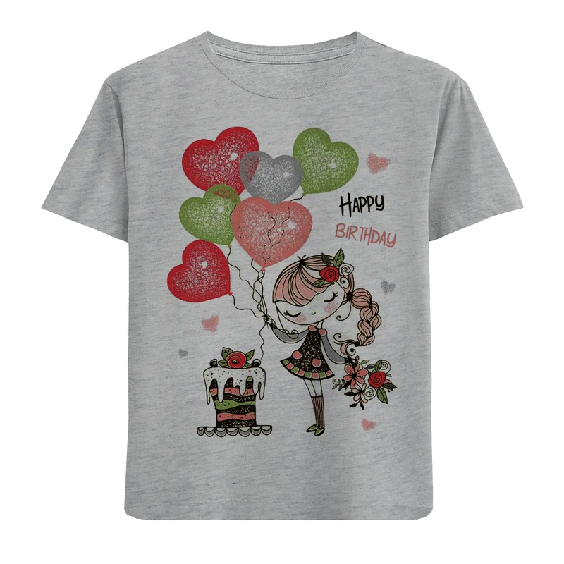 تی شرت آستین کوتاه دخترانه مدل بادکنک F348