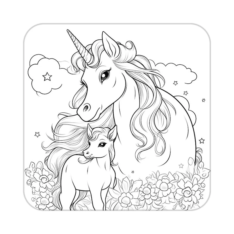 زیر لیوانی کاکتی طرح اسب تک شاخ و یونیکورن مدل mp30321