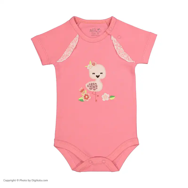 ست 3 تکه لباس نوزادی نیلی مدل فلامینگو