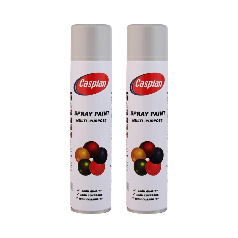 اسپری رنگ طوسی روشن کاسپین مدل 2 حجم 300 میلی لیتر مجموعه 2 عددی