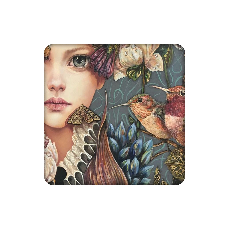 زیرلیوانی طرح دختر و پرندگان کد 0566222