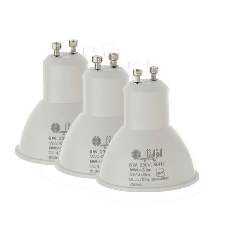 لامپ هالوژن ال ای دی 6 وات افراتاب مدل AF-SGU10-6WD پایه GU10 بسته 3 عددی