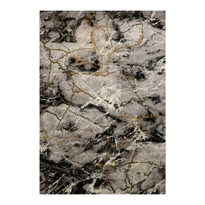 فرش ماشینی 320 شانه فرش ساوین زمینه نقره‌ای حاشیه مشکی مدل 4222