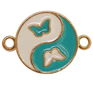 آویز دستبند مدل مدور دو رنگ پروانه ای کد AD 883