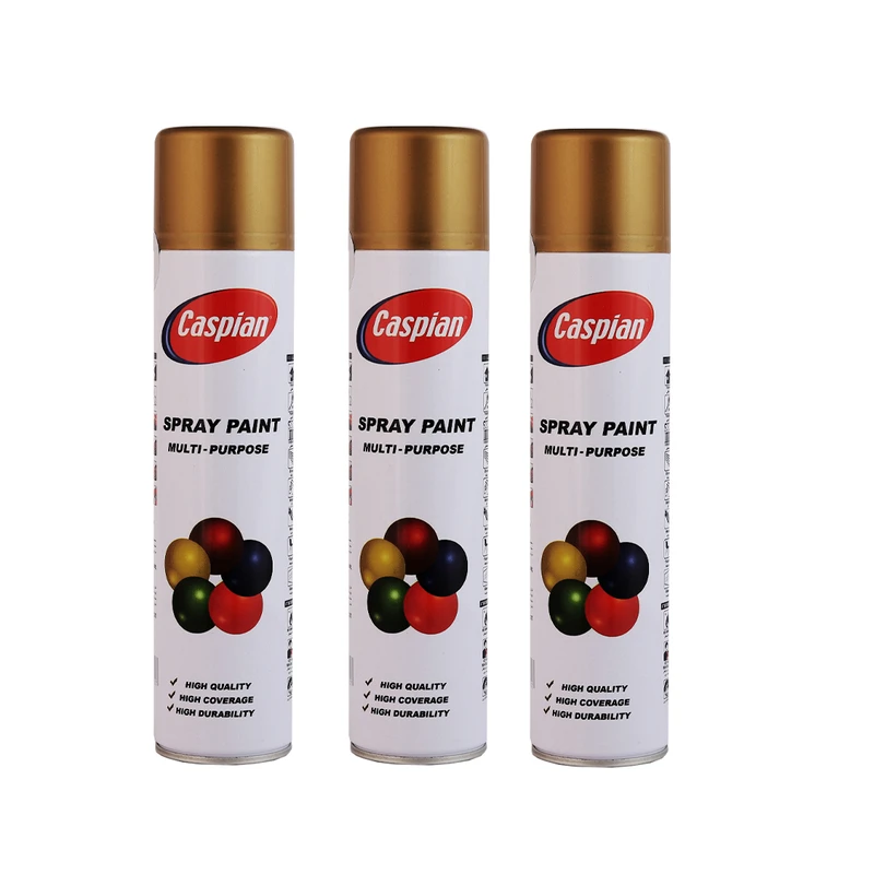 اسپری رنگ طلایی کاسپین مدل 3 حجم 300 میلی لیتر مجموعه 3 عددی
