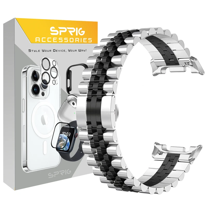 بند اسپریگ مدل 5Bead DualC-SLV W8 مناسب برای ساعت هوشمند سامسونگ Galaxy Watch 8 40mm / 8 44mm / 8 Classic 46mm