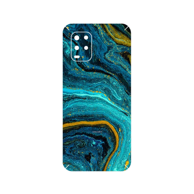 برچسب پوششی ماهوت مدل Turquoise marblewith golden streaks مناسب برای گوشی موبایل شیائومی Mi 10 Lite 5G