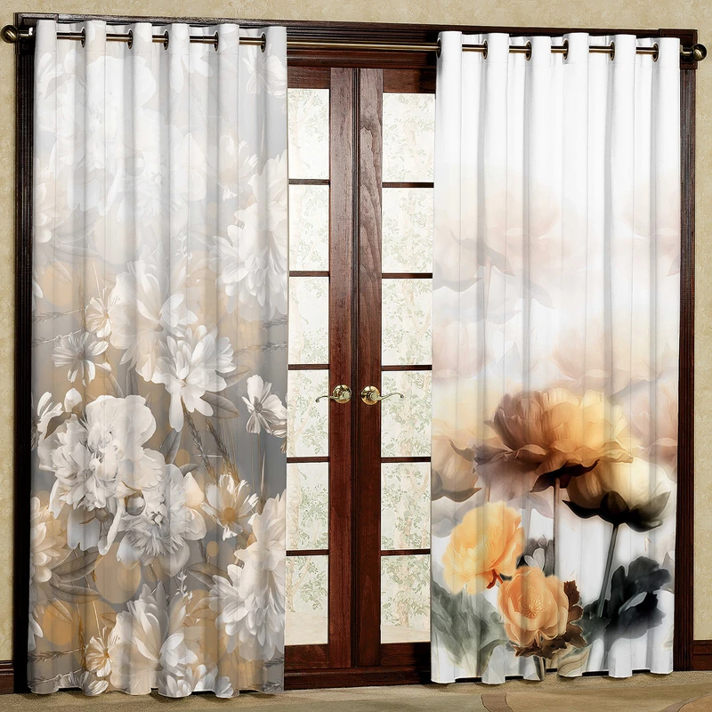 پرده مدل گل دار مخمل پانچی کد 1124L سایز 140x280 سانتی متر