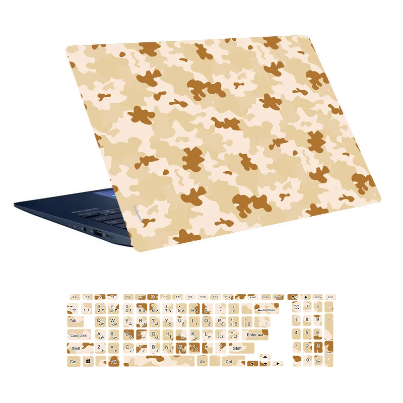 استیکر لپ تاپ توییجین و موییجین طرح Military کد 39 مناسب برای لپ تاپ 15.6 اینچ به همراه برچسب حروف فارسی کیبورد 