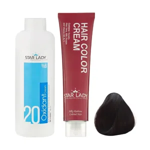 رنگ مو استارلیدی شماره 1.0 حجم 120 میلی لیتر رنگ مشکی به همراه اکسیدان استارلیدی مدل 20 شش درصدی حجم 180 میلی لیتر 