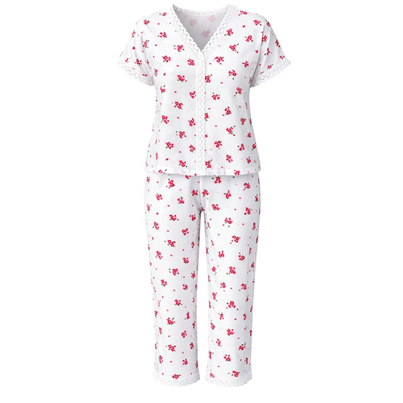 ست بلوز و شلوار راحتی زنانه کد 403124 طرح گل نسترن