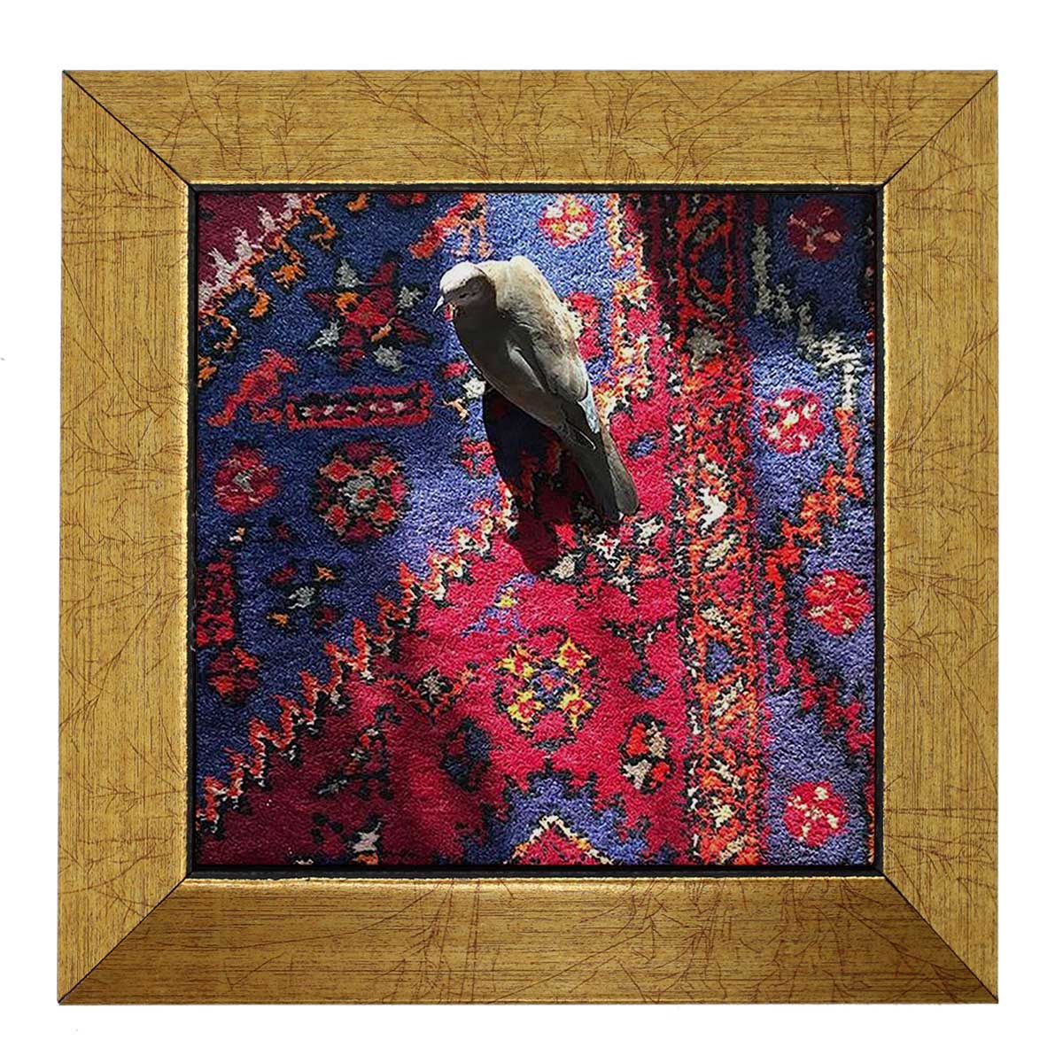 تابلو کاشی کارنیلا طرح  کبوتر و فرش ایرانی کد kht578
