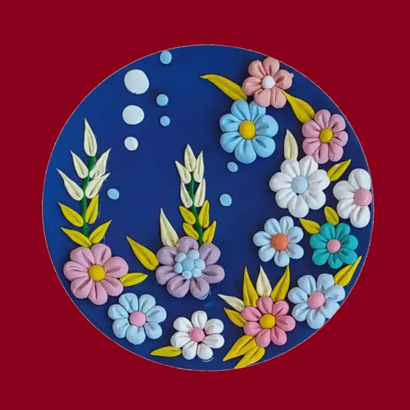 بشقاب دیوارکوب سفالی طرح کلکسیون گلها کد KG104 مجموعه 4 عددی