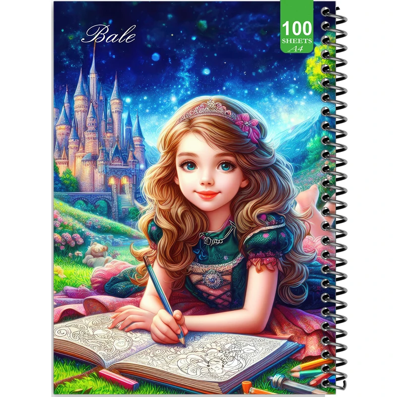 دفتر نقاشی 100 برگ بله طرح فانتزی دختر نقاش کد A4-N76