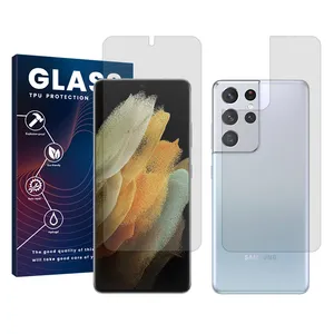 Glass Resistant model transparent screen protector suitable for Samsung Galaxy S21 Ultra 5G mobile phone along with the back protector