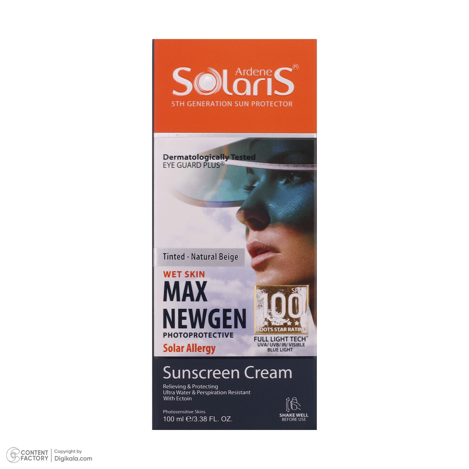 کرم ضدآفتاب رنگی آردن سولاریس SPF100 مدل Max Newgen، مناسب پوست‌های حساس، حجم 100 میلی‌لیتر -  - 10