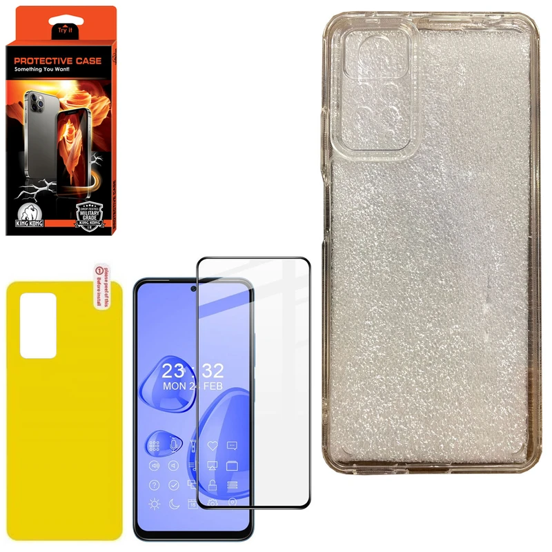 کاور کینگ کونگ مدل PCAAA مناسب برای گوشی موبایل شیائومی Redmi Note 11 Pro به همراه محافظ صفحه نمایش و برچسب محافظ پشت