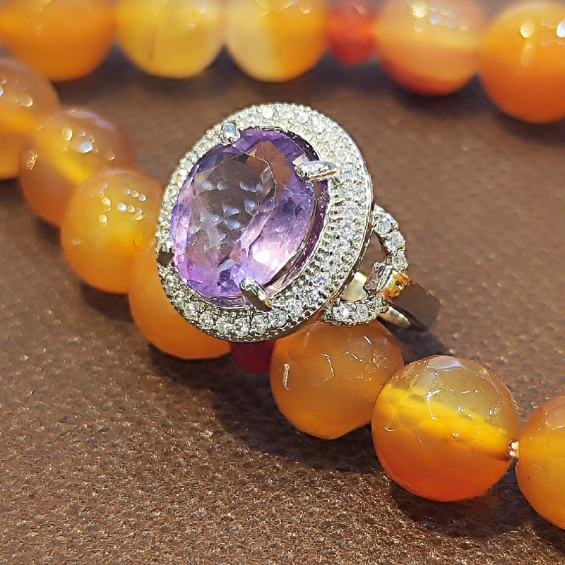 انگشتر نقره زنانه مدل سنگ آمیتیست کد P412 انگشتر نقره زنانه مدل سنگ آمیتیست کد P412