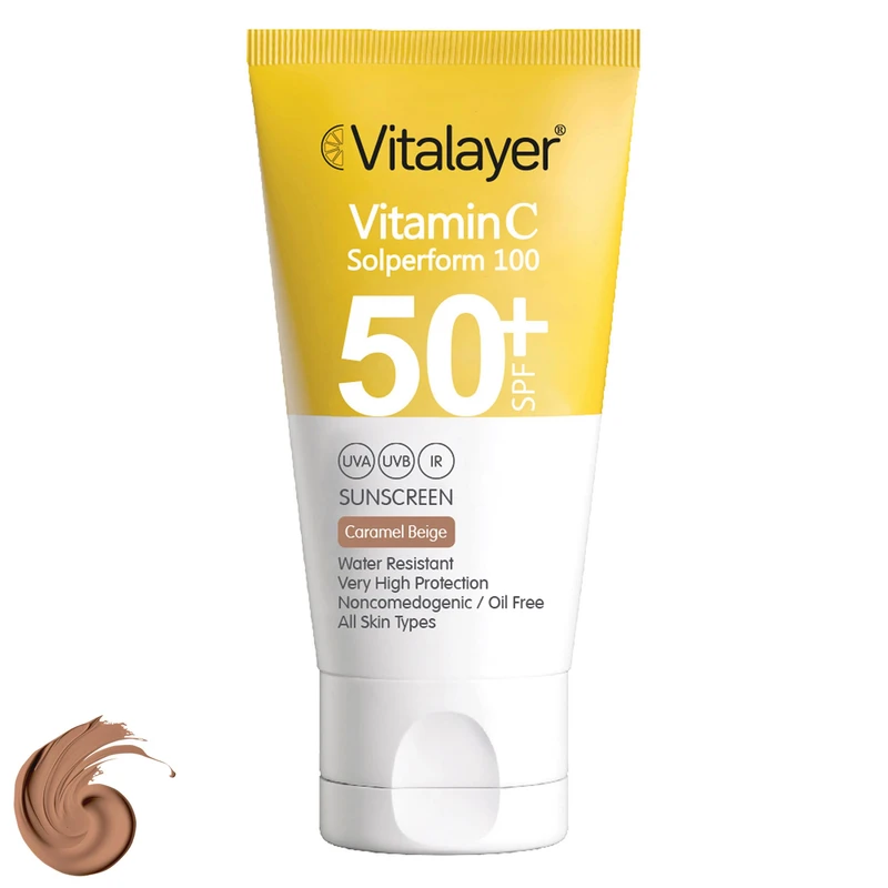 کرم ضد آفتاب رنگی ویتالیر، SPF 50، مدل CB، ‌مناسب انواع پوست‌ با تنالیته متوسط و حجم 40 میلی‌لیتر، ضد آب، مرطوب‌کننده، غیر کومدون‌زا، محافظت‌کننده در برابر اشعه‌های UVA و UVB، ضد پیری،با ماندگاری 3 ساعته