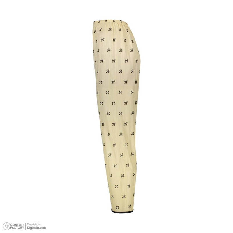 ست 3 تکه لباس زنانه مدل پاپیون رنگ کرم