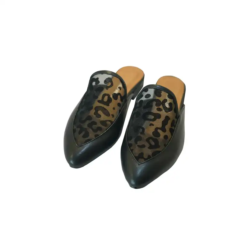 صندل زنانه مدل پلنگی رنگ مشکی