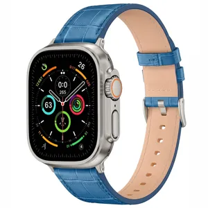 Sprig band model BLU-Leather suitable for Apple watch 42/44/45/46/49mm Series Se/1/2/3/4/5/6/7/8/9/10/Ultra/Ultra2
