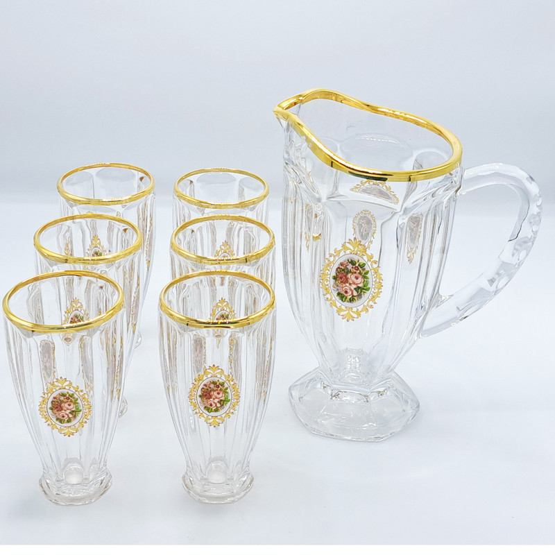 ست پارچ و لیوان 7 پارچه مجستی مدل پترا گل رز