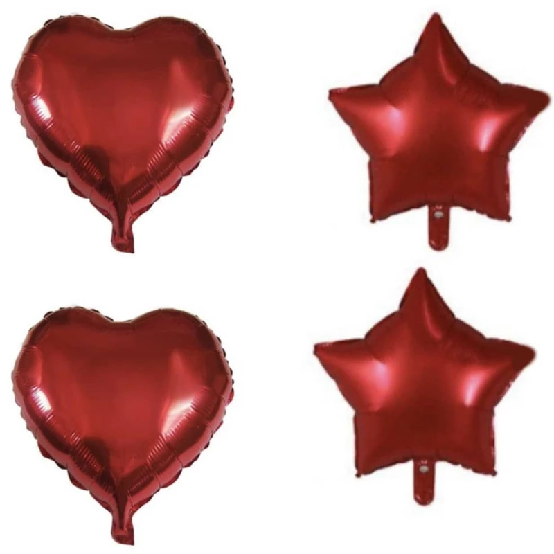 بادکنک فویلی سورتک مدل قلب و ستاره پلاس کد STF26 بسته 4 عددی