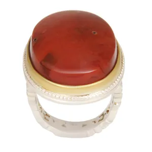 انگشتر نقره مردانه مدل سنگ عقیق یمانی رکاب دست ساز گنبدی کد AM_2463