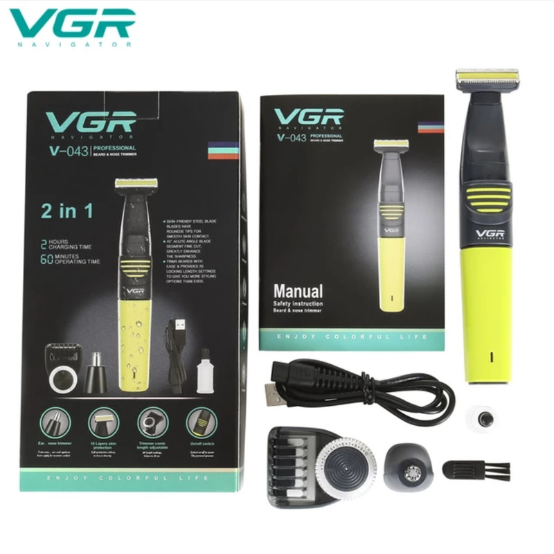 ماشین اصلاح موی صورت و بدن و بینی وی جی ار مدل V-043 ماشین اصلاح موی صورت و بدن و بینی وی جی ار مدل V-043