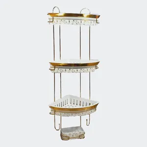 قفسه حمام مدل سه طبقه طرح ماربل