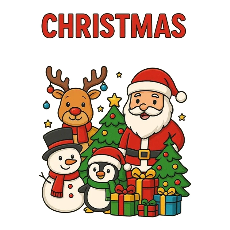 استیکر پارچه و لباس پاد آفرین مدل کارتونی کیوت بابانوئل کد S3328