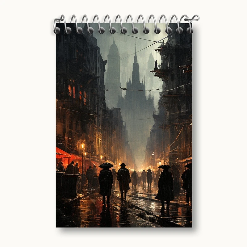 دفتر یادداشت 50 برگ خندالو مدل خیابان بارانی کد F412