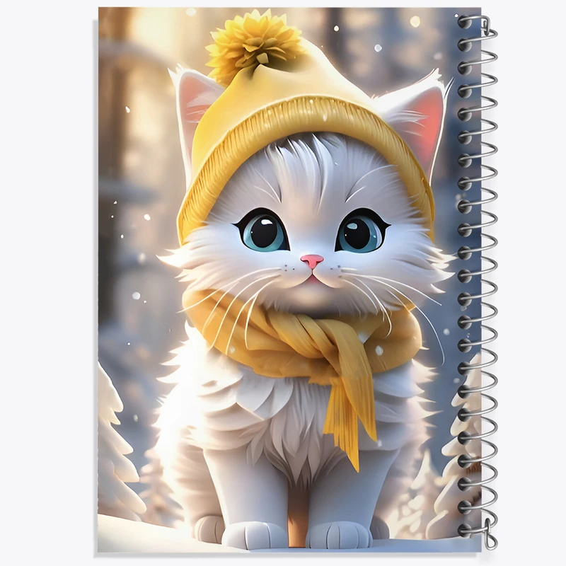 دفتر ژورنال نویسی 50 برگ خندالو مدل نقطه ای طرح گربه کیوت کد F7275