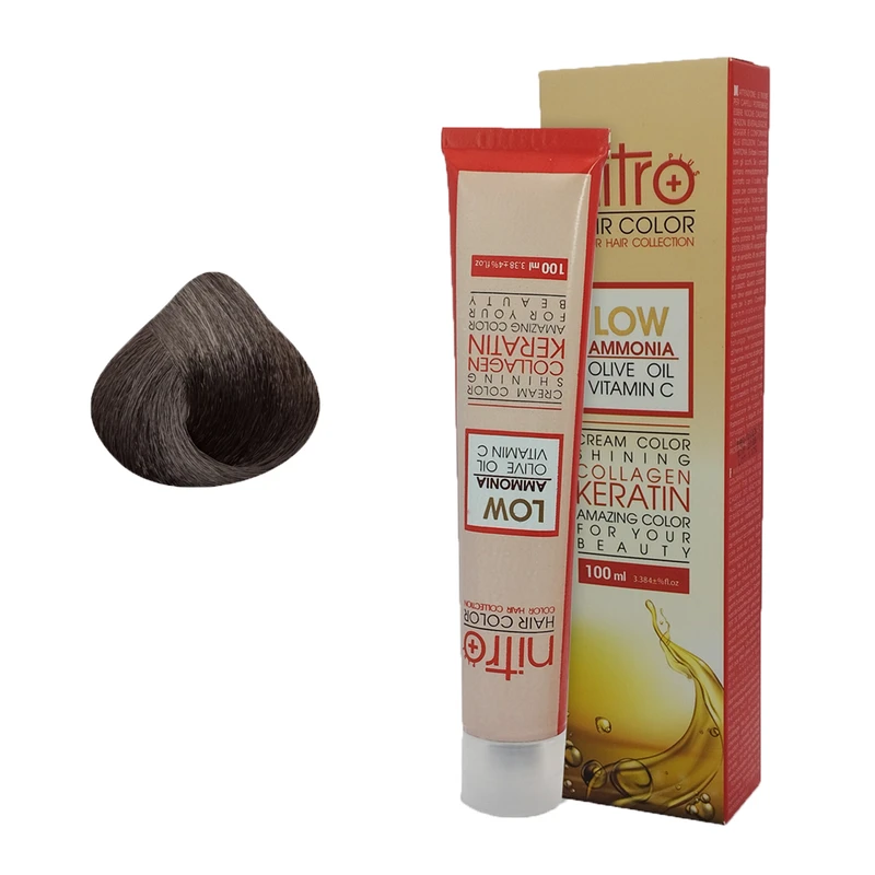 رنگ مو نیترو پلاس شماره 4.1 حجم 100 میلی‌لیتر رنگ قهوه‌ای خاکستری