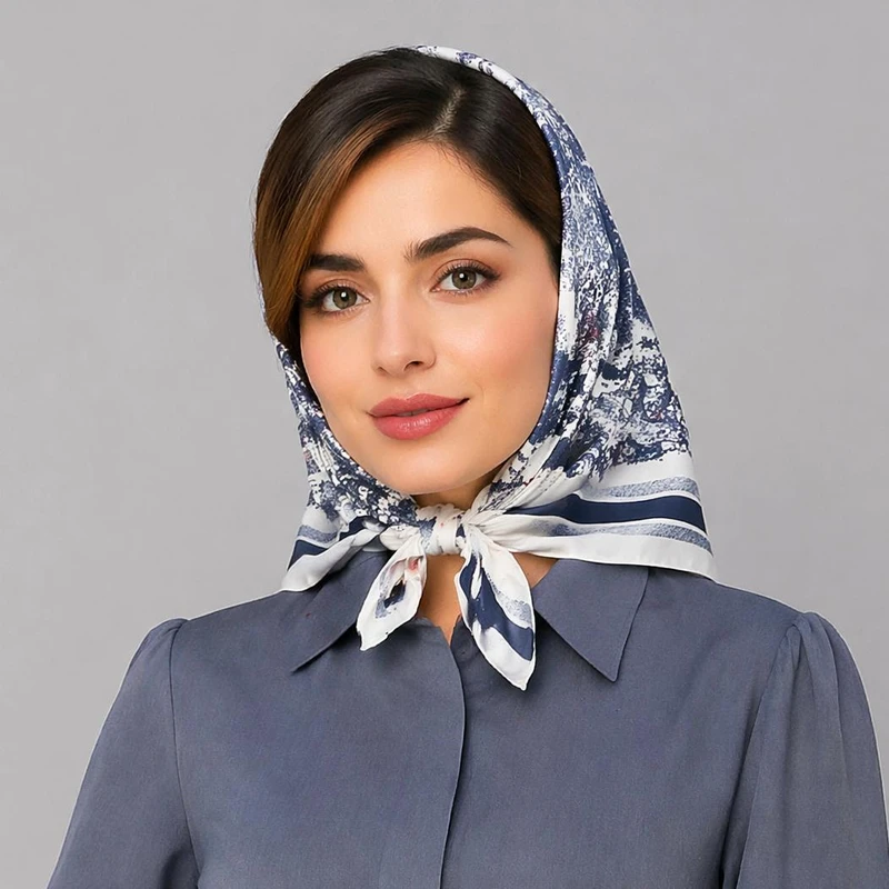 مینی اسکارف ابریشم زنانه مدل سیلک جنگل با طول و عرض ۷۰*۷۰ سانتی‌متر