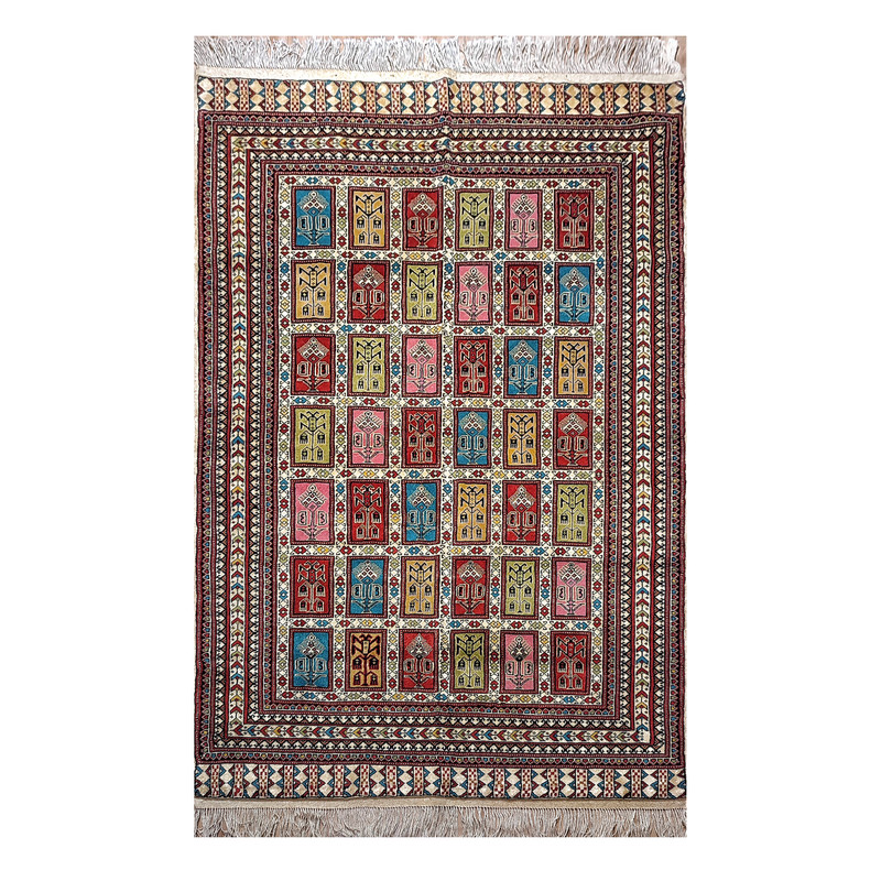 فرش دستباف دو و نیم متری طرح خشتی مدل AA