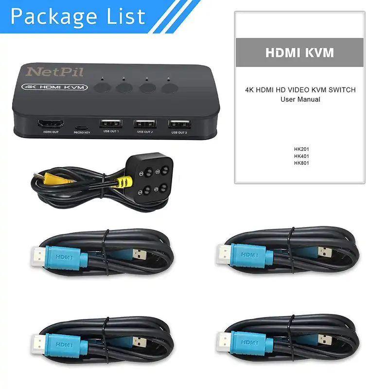 سوییچ  چهار پورت HDMI KVM  نت پیل  مدل HK401