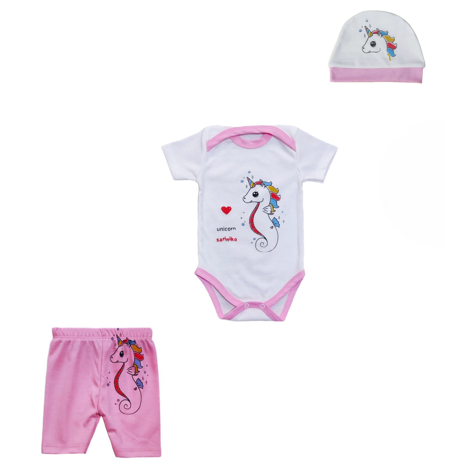 ست 3 تکه لباس نوزادی سرینیکو مدل Unicorn کد B03 -  - 6