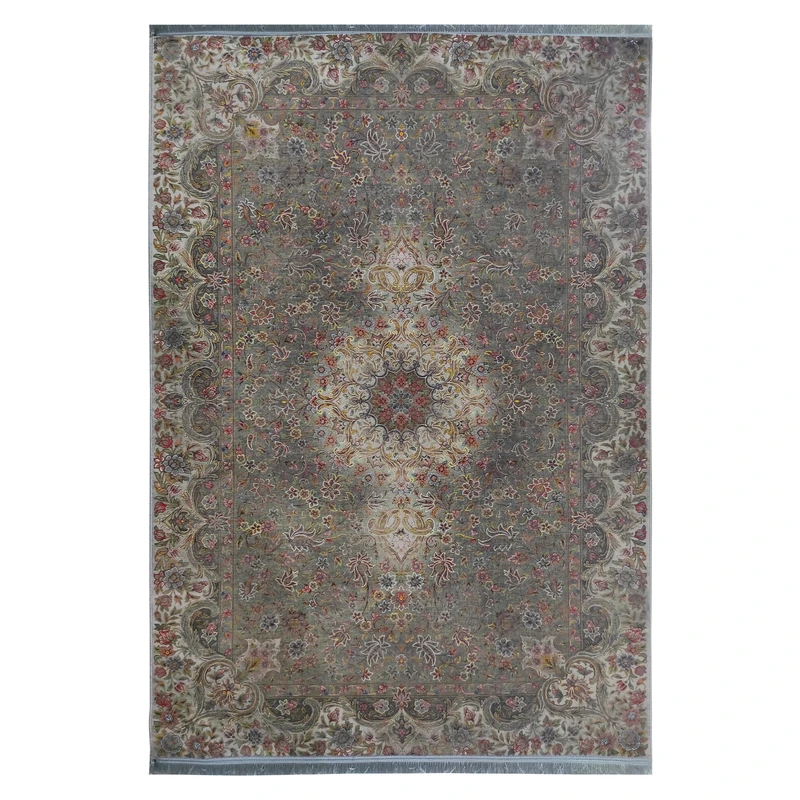 فرش ماشینی 1200 شانه فرش بهراد زمینه سبز حاشیه سبز مدل 1006