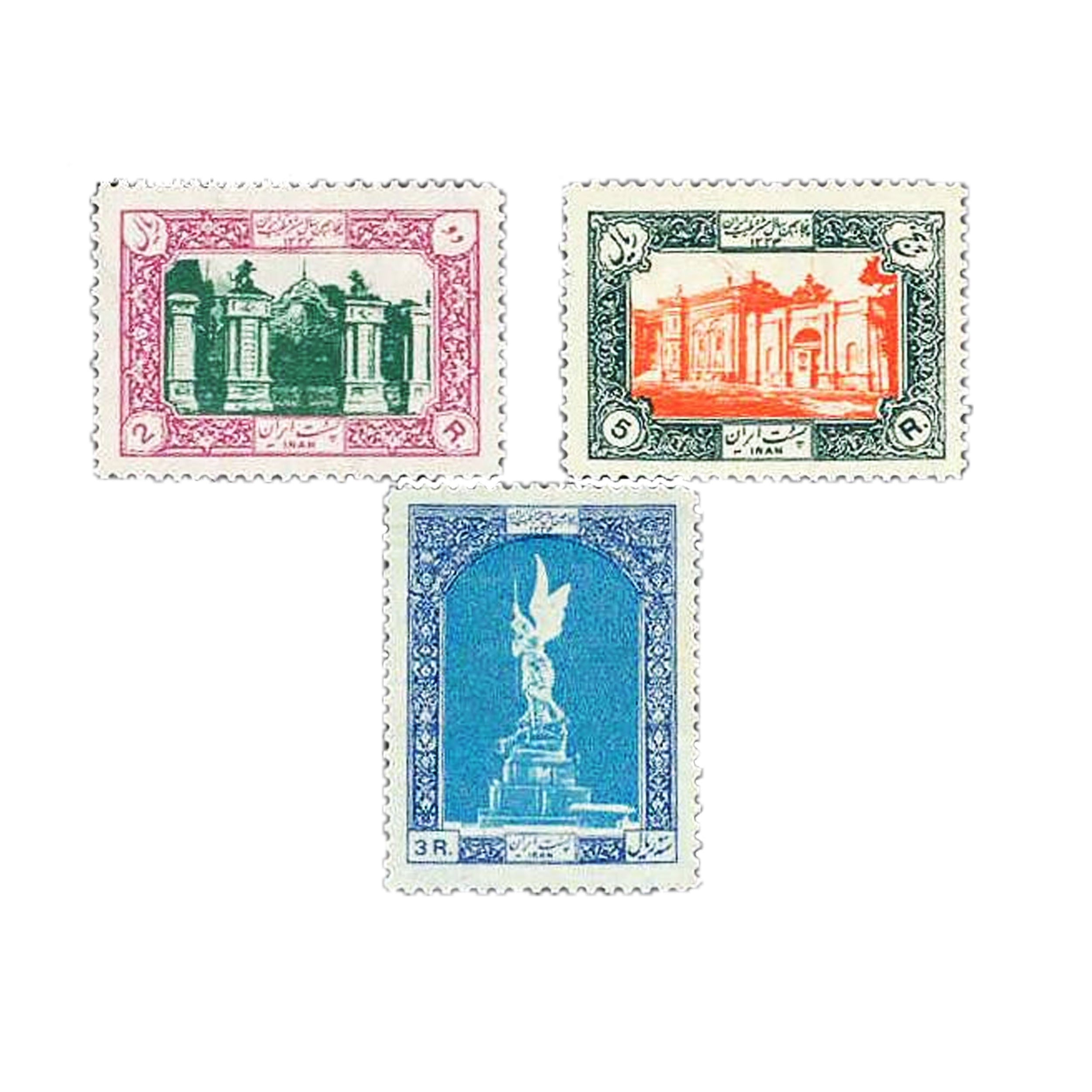 تمبر یادگاری مدل پنجاهمین سال مشروطیت کد 56 مجموعه 3 عددی