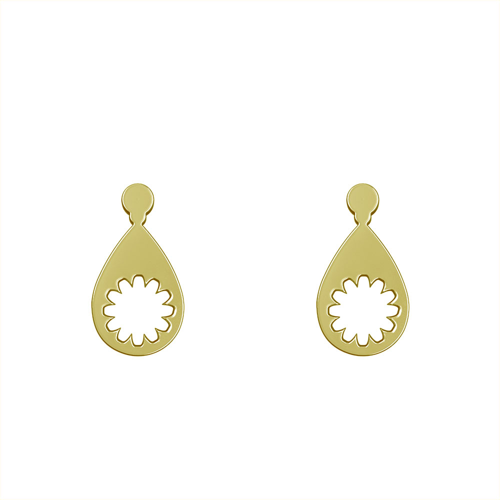 گوشواره طلا 18 عیار زنانه مدوپد مدل گل کد GA1-13157