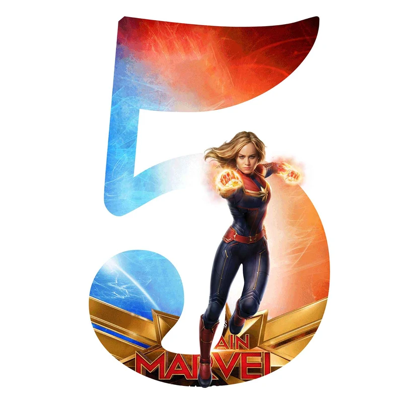   استند رومیزی تولد مدل عدد 5 طرح کاپیتان مارول کد 1518