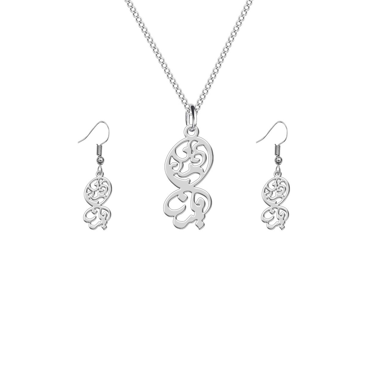 نیم ست نقره زنانه ترمه 1 طرح ملینا کد L541