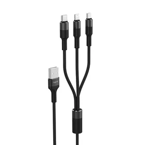 کابل تبدیل USB به MicroUSB/USB-C/لایتنینگ هویت مدل H691 طول 1 متر
