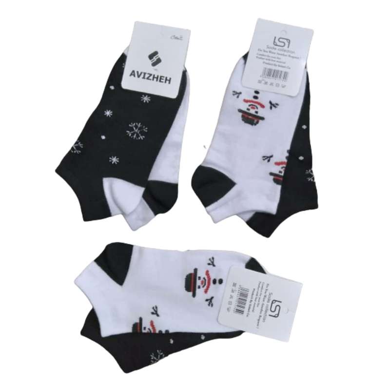 جوراب بچگانه مدل مچی آدم برفی بسته 3 عددی
